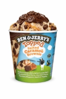 Vanilleroomijs met een gezouten karamel swirl, brownies <br> choco chunks en een zachte choco topping.