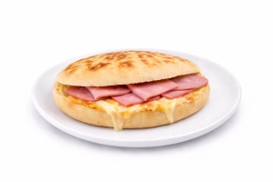 met ham en gesmolten kaas