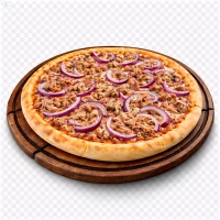  tomatensaus, kaas, ui en tonijn .