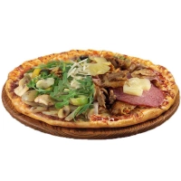 Één pizza met twee van uw favoriete helften